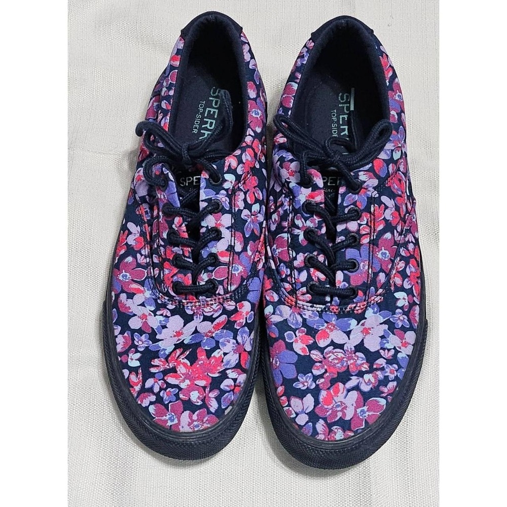 Sperry Floral Navy Pink Purple Canvas Sneakers Men’s 13